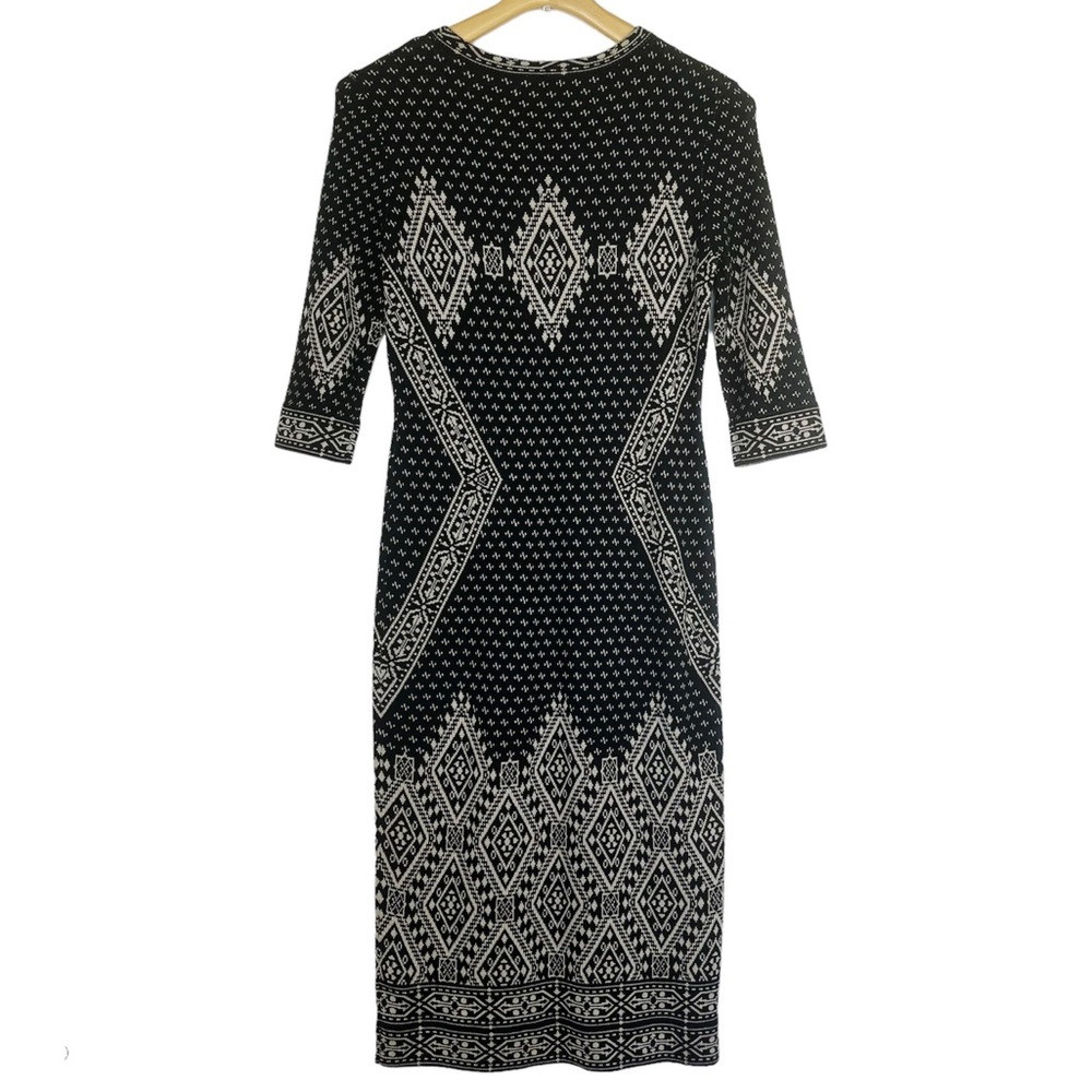 Saks Fifth Avenue Sweater Dress Black Tan Size Small - Picture 4 of 12
